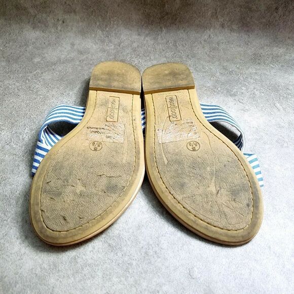 West Loop Womens Size 5/6 Blue White Slide Sandals Flats - Picture 7 of 8